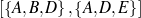 [{A,B,D },{A, D,E }]